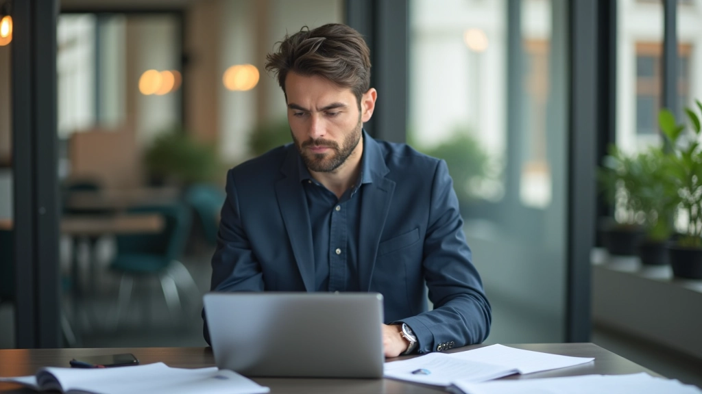 Recruiter die LinkedIn profielen bekijkt op laptop scherm in modern kantoor