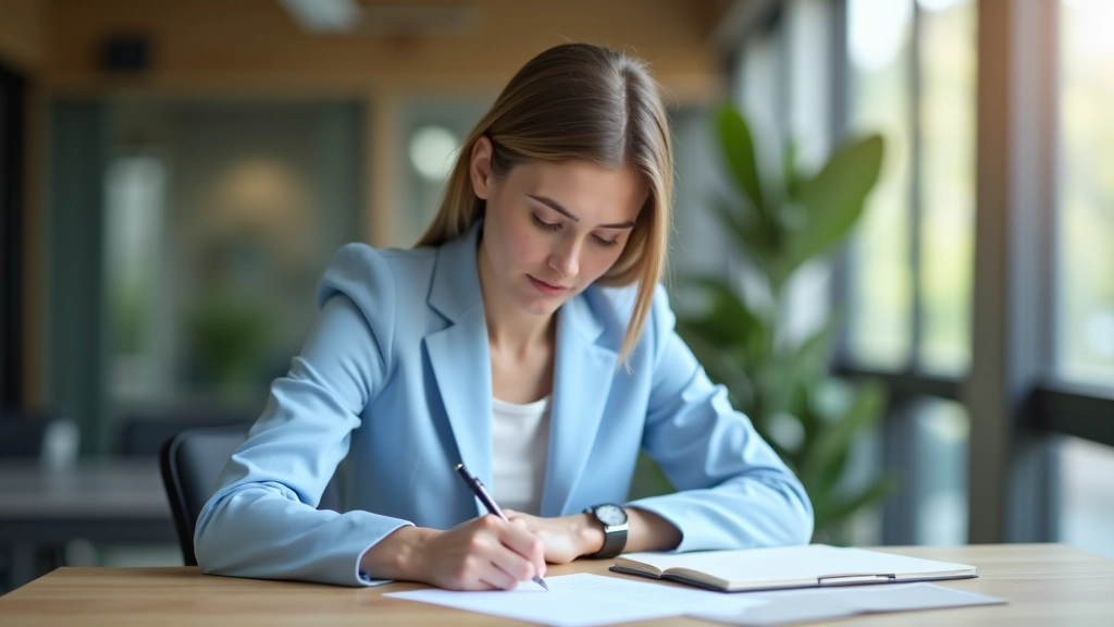 Persoon die op een formulier schrijft met verschillende competentie-categorieën zichtbaar