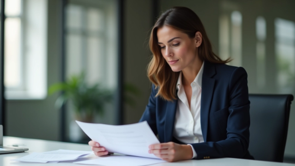 Professionele vrouw aan bureau met notities en CV